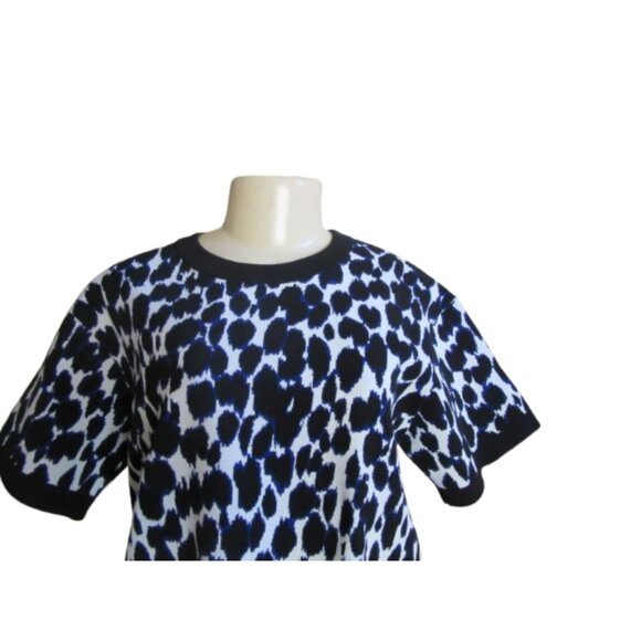 Kate Spade New York Crewneck Short Sleeve Black & White Leopard Print Sweater - - Picture 2 of 5